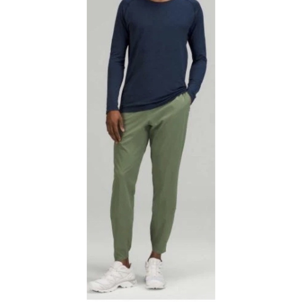 Lululemon Run State Jogger Pants Large Mens Green Twill Ripstop Athletic Track